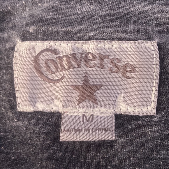 vintage y2k converse sweater, off the shoulder, dark grey long sleeve - Picture 3 of 3